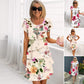 🔥Jusqu'à 50 % de réduction!✨️Robe en cascade à imprimé floral multi-végétal