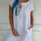 🏖️Soldes d'été 50% de réduction🌼Robe en coton à manches courtes à col rond pour femmes