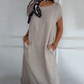 🏖️Soldes d'été 50% de réduction🌼Robe en coton à manches courtes à col rond pour femmes