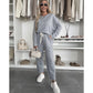 ✨ 2025 La grande braderie de printemps 🧥Top à col rond et pantalon ample de couleur unie 2-PCS👖