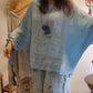 💥Ensemble coton et lin pour femmes - 👗Top ample et pantalon large imprimé