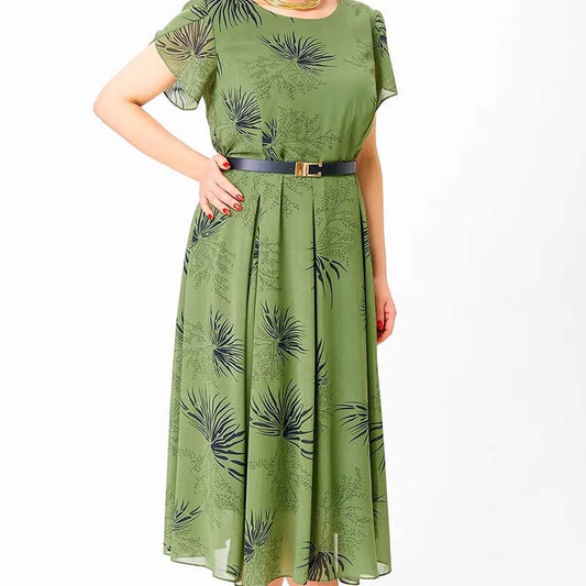 🌸Offres de printemps💐 Femme A-ligne robe midi ceinturée👗