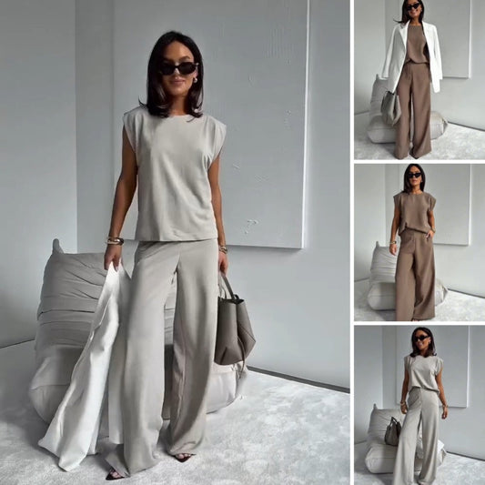 💖Vente limitée 50% OFF💖Ensemble deux pièces T-shirt et pantalon large pour femme👗