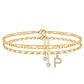 🌟🌹✨ PROMO LIMITÉE -56% ! Bracelet de Cheville Doré Superposé pour Femmes – Pailleté, Réglable & 2 Pièces (Or)