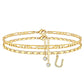 🌟🌹✨ PROMO LIMITÉE -56% ! Bracelet de Cheville Doré Superposé pour Femmes – Pailleté, Réglable & 2 Pièces (Or)