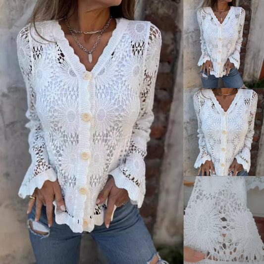 🔥2025 Le meilleur de l'été🌸Veste pour femmes à manches longues et col en V