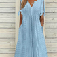 👗 53% DE RÉDUCTION ✨ Robe élégante femme avec décolleté en V et découpes – Taille fluide, respirante & parfaite pour les soirées d’été ou les occasions spéciales 💃