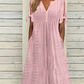 👗 53% DE RÉDUCTION ✨ Robe élégante femme avec décolleté en V et découpes – Taille fluide, respirante & parfaite pour les soirées d’été ou les occasions spéciales 💃