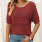 🏆Jusqu'à 50% de réduction !🌷Pull femme manches courtes col rond aspect ajouré et crochet