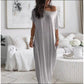 🔥 Offre spéciale du dernier jour : 54 % de réduction ✨💃 Robe d'été longue et décontractée pour femme, manches courtes, couleur unie