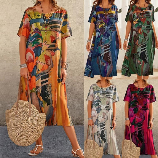 ⏰Limited-time discount🌴Robe fluide aux couleurs tropicales vives💯