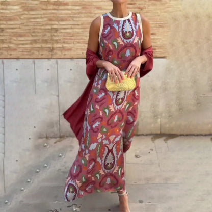 ⏳Spécial limité dans le temps⏰🌺Ensemble robe longue sans manches et couverture pour femmes