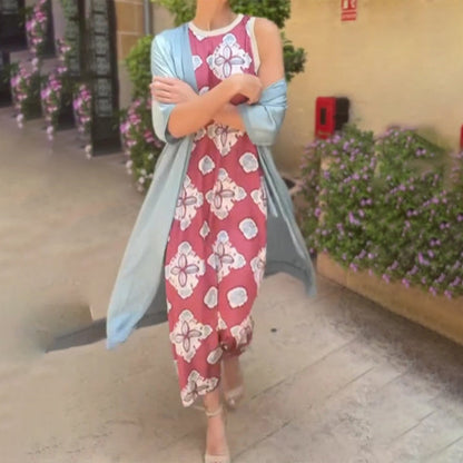 ⏳Spécial limité dans le temps⏰🌺Ensemble robe longue sans manches et couverture pour femmes