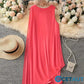 ⏳Spécial temporaire⏰Dame été élégant col rond asymétrique maille robe sans manches👗
