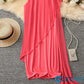 ⏳Spécial temporaire⏰Dame été élégant col rond asymétrique maille robe sans manches👗