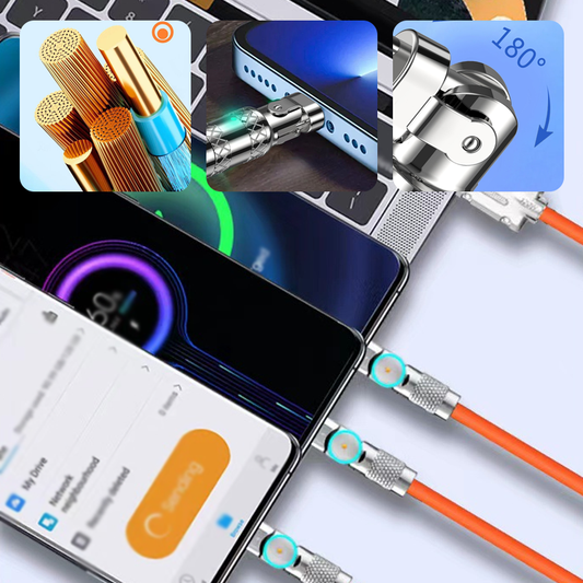 🔥120W 3 en 1 Rotating Elbow Fast Charging Data Cable⚡