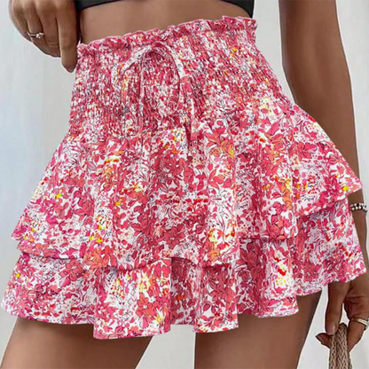 😍PROMOTION DU DERNIER JOUR - 54 % DE RÉDUCTION💕Jupe légère amincissante à volants et à motifs floraux, à plusieurs volants✨