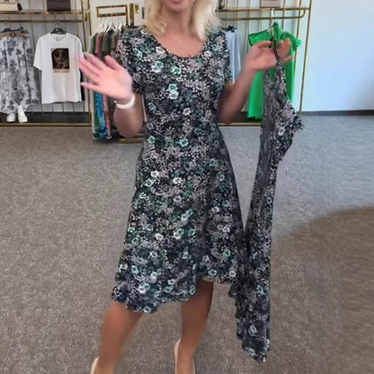 💐2025 Nouvelle arrivée 50%OFF💖Robe femme décontractée à col rond et imprimé fleuri