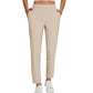 👖 54 % DE RÉDUCTION EN CE MOMENT ! 💐 Pantalon élastiqué taille haute pour femme avec poches zippées – Pantalon court extensible et infroissable