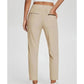 👖 54 % DE RÉDUCTION EN CE MOMENT ! 💐 Pantalon élastiqué taille haute pour femme avec poches zippées – Pantalon court extensible et infroissable