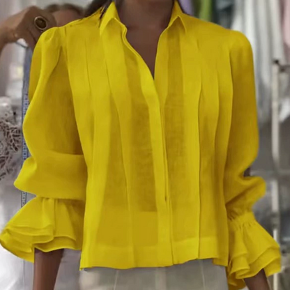 Chemisier Élégant à Manches Volants et Plis