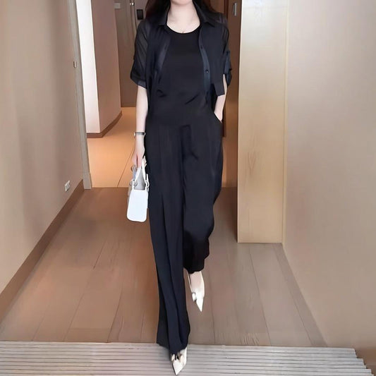 🔥Livraison gratuite🔥Ensemble 3 pièces femme : veste chemise, débardeur et pantalon