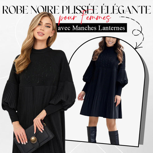 🍁Nouveau design 2025✨Robe femme grande taille à manches lanterne et col montant🌈👗