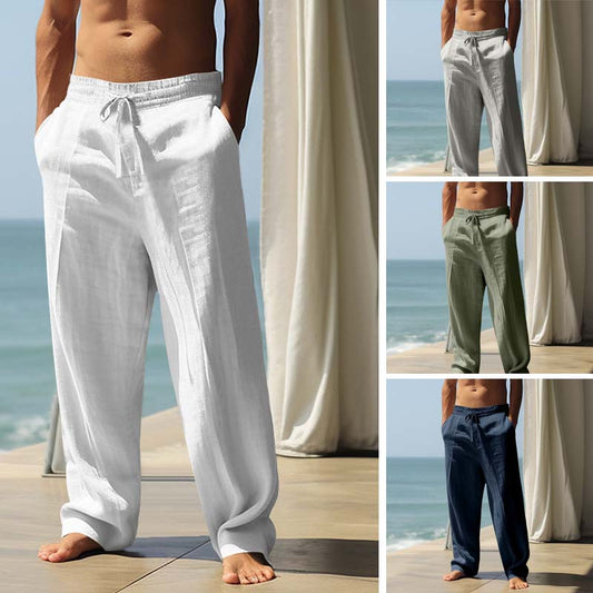 👖 63% DE RÉDUCTION! ✨ Pantalon Décontracté Ample en Lin pour Homme – Coupe Droite, Cordon Réglable & Entretien Facile Pour Un Confort Optimal 🌿