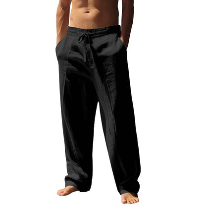 👖 63% DE RÉDUCTION! ✨ Pantalon Décontracté Ample en Lin pour Homme – Coupe Droite, Cordon Réglable & Entretien Facile Pour Un Confort Optimal 🌿