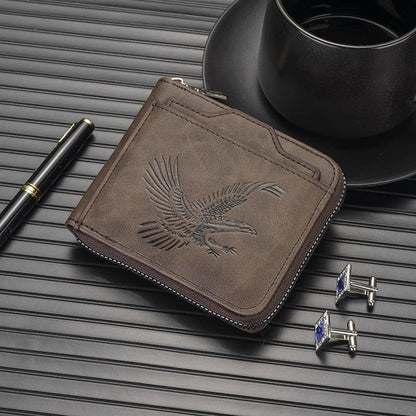 🦅 60% DE RÉDUCTION ! 👛 Portefeuille Homme avec Aigle en Relief - Cuir Végan et Design Slim, Porte Cartes RFID et Pièces 💼📦