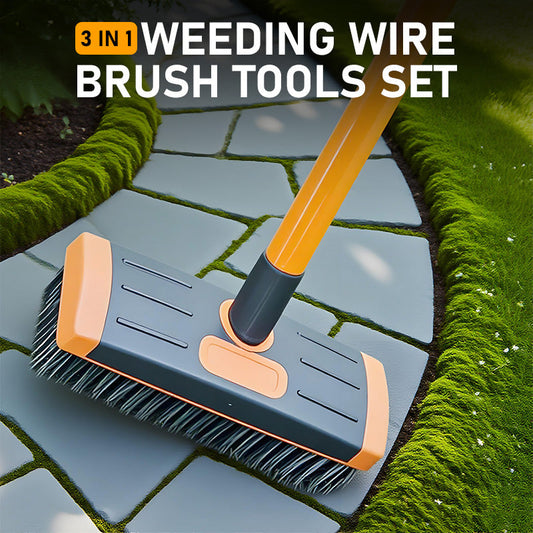 🌿 57% DE RÉDUCTION! 🧹 Ensemble 3 en 1 de Brosses Métalliques pour Désherbage – Brosse Durable, Poignée Ergonomique & Idéale Pour Nettoyer Les Joints, Terrasses & Allées 🏡