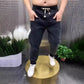 Pantalon Élastique en Jeans avec Cordon de Serrage et Six Poches pour Homme