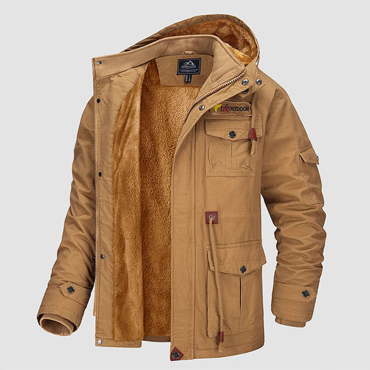 🔥 58% DE RÉDUCTION ! ✨ Veste Militaire Hiver Homme - 100% Coton, 7 Poches, Capuche Amovible, Idéal pour Activités Extérieures 🧥❄️