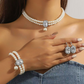 📢📢60% DE RÉDUCTION ! ❄️Ensemble de 4 bijoux de luxe à double rangée de fausses perles