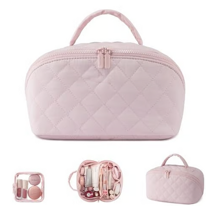 Trousse à maquillage portable grande capacité avec poignée