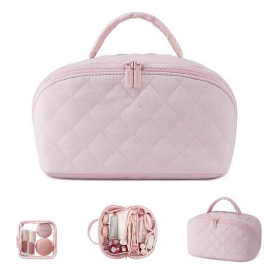 Trousse à maquillage portable grande capacité avec poignée