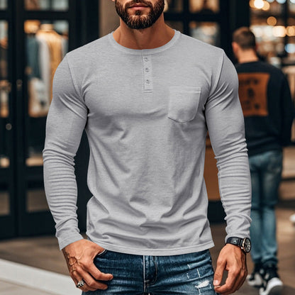 ⚡Offre flash Black Friday ! T-shirt à manches longues slim fit Henley pour homme 🔥50 % de réduction immédiate, le roi du rapport qualité-prix !