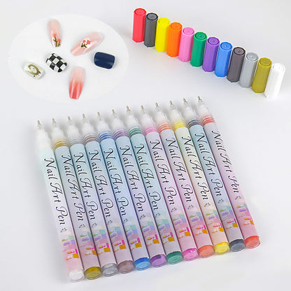 🔥 VENTE LIMITÉE 50 % DE RÉDUCTION ! 🎄 Promotion Exceptionnelle de Noël – Kit de 12 Stylos Professionnels pour Nail Art, pointe ultra-fine & séchage rapide 💅✨