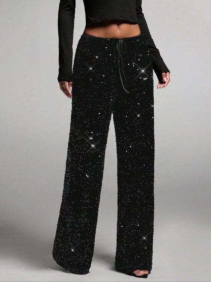💖DERNIER JOUR DE SOLDES 50 % DE RÉDUCTION🥰Pantalon large à paillettes pour femme avec taille élastique