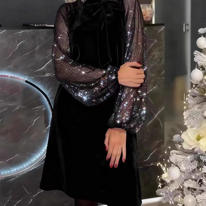 📢📢70 % de réduction !!!⏰Robe à nœud papillon et paillettes pour femme ✨👗