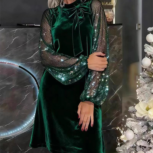 📢📢70 % de réduction !!!⏰Robe à nœud papillon et paillettes pour femme ✨👗