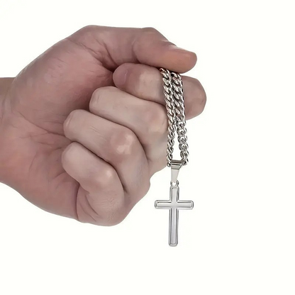 ✝️🎊⏰ BONNE ANNÉE -53% ! Collier Homme Pendentif Croix Acier Inox – Design Élégant, Matériau Durable & Boîte Cadeau Incluse