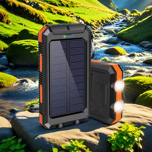 🔋 57% DE RÉDUCTION! ☀️ Batterie Externe Solaire 10000 mAh – Double Lampe LED, Recharge Verte & Idéale pour Voyage & Camping 🏕️