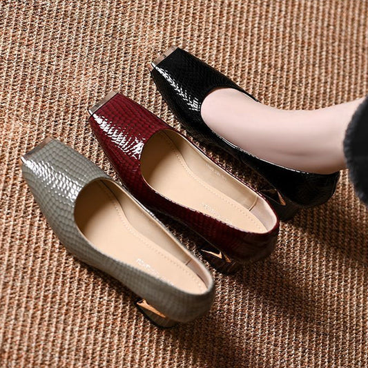 💎Promotion sur les nouveautés 2026 — 52 % de réduction💃👠Escarpins à talons carrés en imprimé serpent pour femme — bout carré, détails métalliques✨