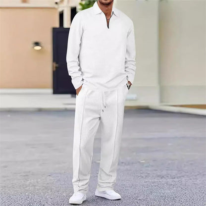 📢📢60 % de réduction !! ⏰Ensemble sweat-shirt en maille gaufrée et pantalon droit pour homme