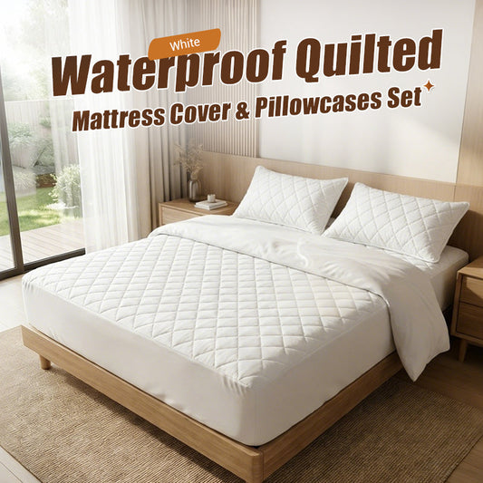 🛏️ 54% DE RÉDUCTION! 🛡️ Ensemble Housse de Matelas & Taies d'Oreiller Imperméable – Anti-Acarien, Doux au Toucher & Facile à Laver pour un Sommeil Sain ✨
