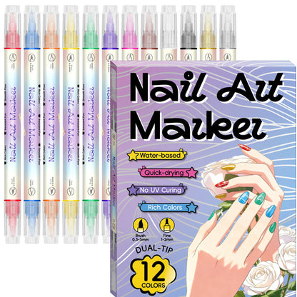 🥳 Grande promotion 2026 🥳💞 Plus de 50 000 unités vendues ! ✨🎨 55 % de rabais ! Stylo à ongles à double embout — Séchage rapide, sans lampe UV. Embout fin et pinceau. 12 ou 24 couleurs éclatantes. 💅🖌️