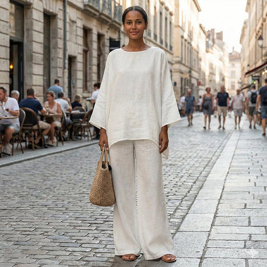 💎 60% DE RÉDUCTION ! 💎 Ensemble Femme 2 Pièces – Haut Ample à Manches Longues & Pantalon Large en Polyester Respirant 👗✨