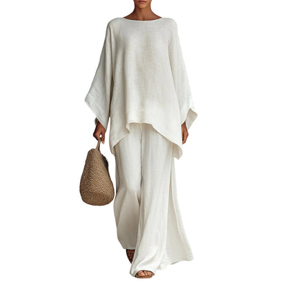 💎 60% DE RÉDUCTION ! 💎 Ensemble Femme 2 Pièces – Haut Ample à Manches Longues & Pantalon Large en Polyester Respirant 👗✨