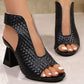 💐60% DE RÉDUCTION ! Sandales à Talons Bout Ouvert – Tissage Chic & Talon Bloc Stable 💃✨【Offre Limitée】
